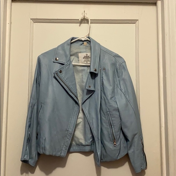 baby blue cropped jacket